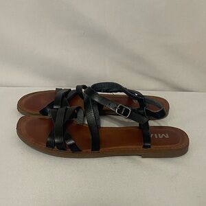MIA black leather strappy flat sandals